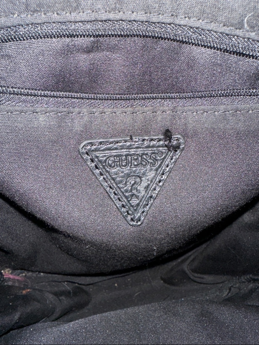 Black faux leather GUESS Backpack with Rainbow Question Mark Graphic - Picture 4 of 10